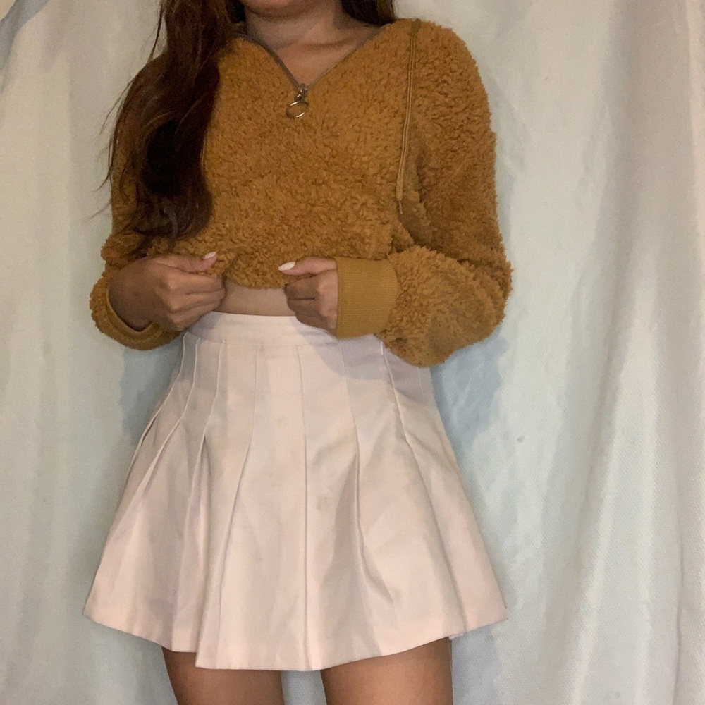🐻soft brown teddy bear faux fur half zip hoodie 🐻